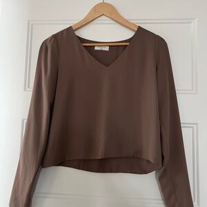 Babaton Soft Brown V-Neck Blouse